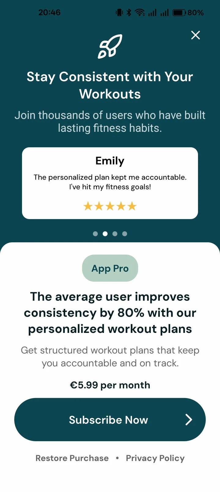 AppBoost paywall with a monthly subscription