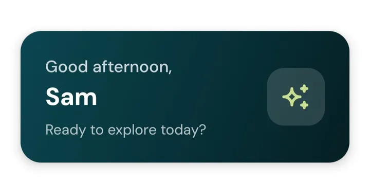 Welcome card component